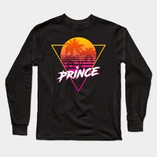 Prince - Proud Name Retro 80s Sunset Aesthetic Design Long Sleeve T-Shirt